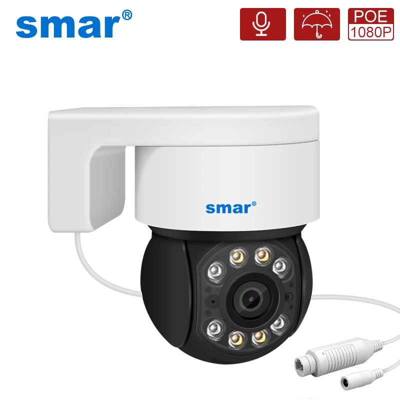 Smar POE PTZ Camera 1080P Outdoor Two Way Audio AI Human Detect Full Color Night Vision Speed Dome Camera Home Security