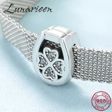 Романтические 925 пробы серебряные четырехлистные клевера u-образные бусы-клипсы подходят к оригинальному отражению браслет для изготовления ювелирных изделий