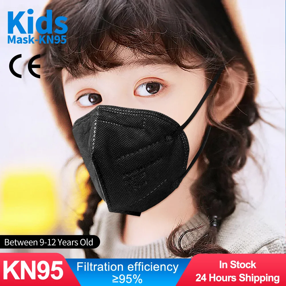 Mascarillas ffpp2 para niños, 5 capas, fpp2, CE, KN95, FFP2, reutilizables, 9-12 años