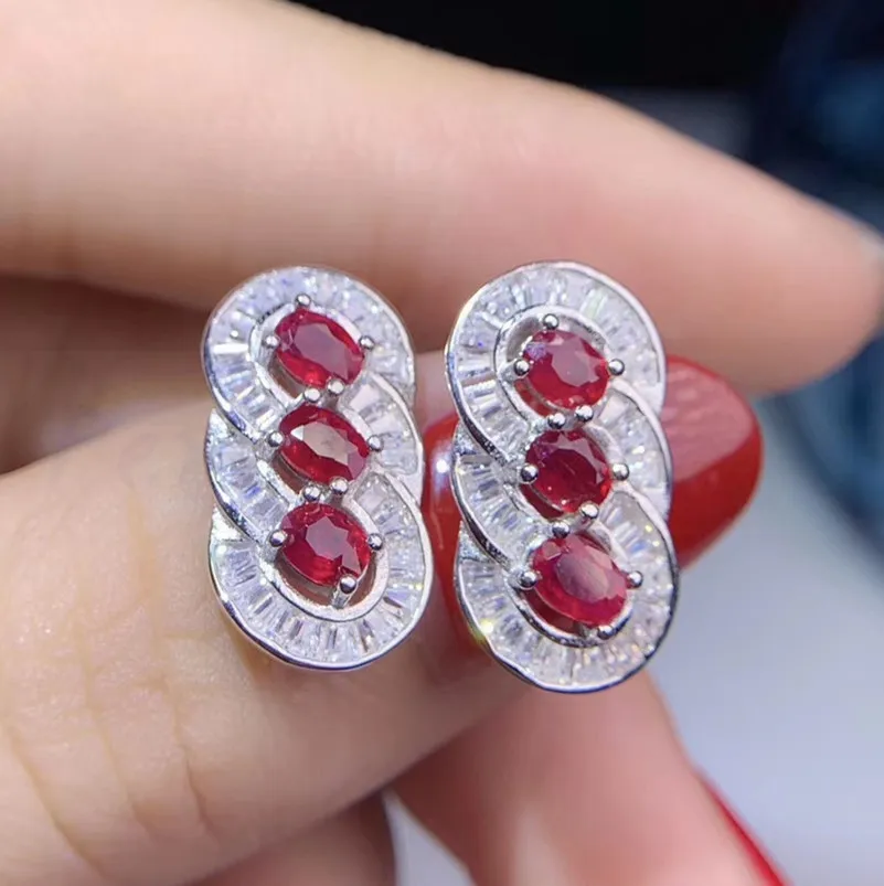 ruby white gold Настоящее рубиновые серьги-гвоздики натуральный рубин 925 серебро 0.35ct* шт. 8 шт. драгоценный камень для мужчин или женщин# J18122402 - Цвет камня: ruby white gold