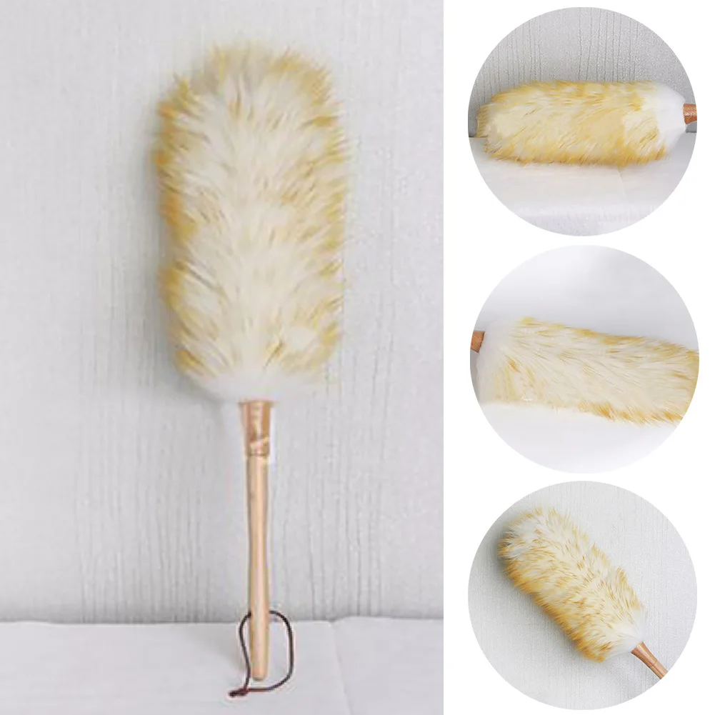 Long Modern Wood Handle Sofa Non-static Dust Sweeping Furniture Home Cleaning Brush Lambswool Duster Hanging Rope Soft Car