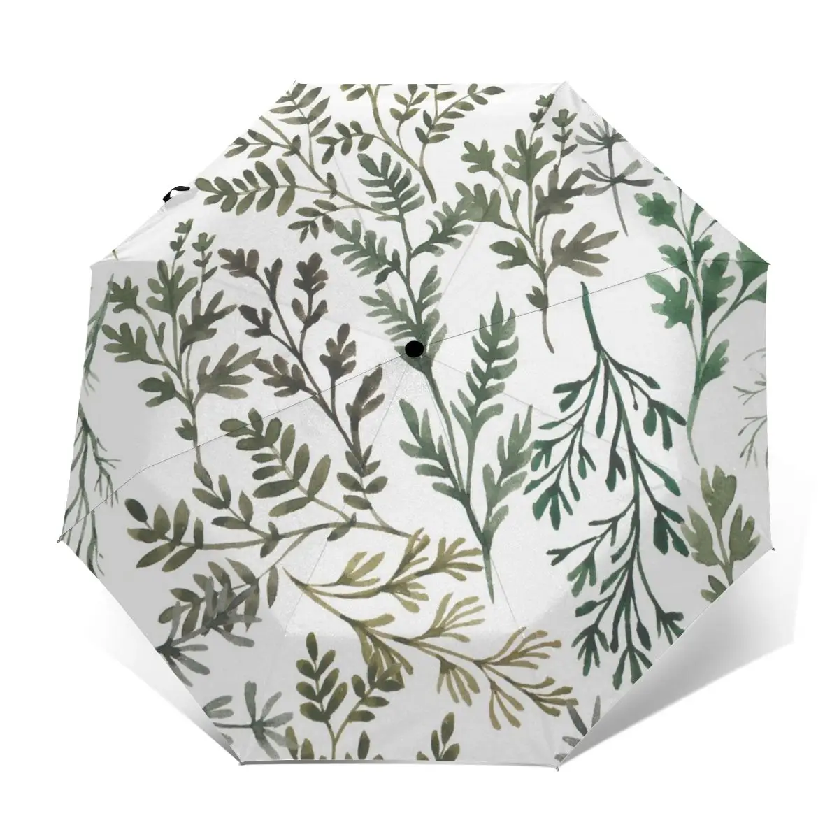 Watercolor Herbal Organic Floral Illustration Windproof Automatic Folding Inverted Umbrella Portable Paraguas for Man Woman | Дом и сад
