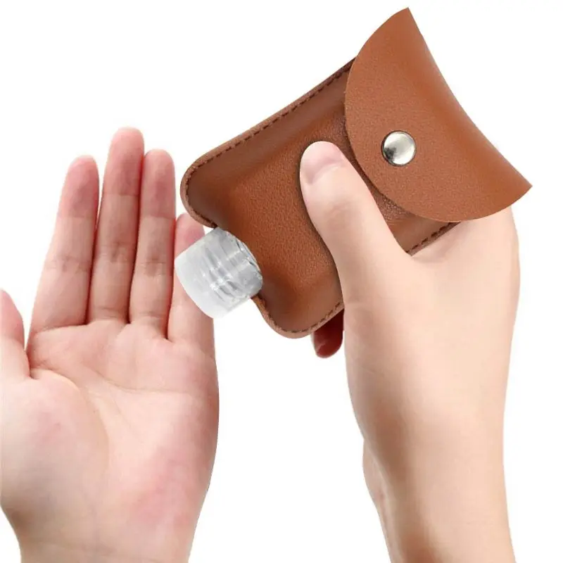 

Outdoor Travel Portable Artificial Leather Keychain Key Ring Holder Cover for 20ml Hand Sanitizer Perfume Empty Bottle