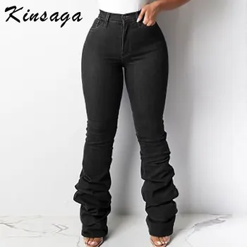 

Europe Style Plus Size Stacked Flare Jeans Mom 3xl Streetwear Sesy Slim Fit Trendy Bell-bottom Denim Pants Vintage Trousers