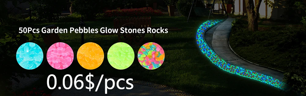garden pebbles glowing stone