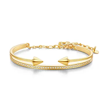 

1pc Brass Bracelets, with Grade AAA Cubic Zirconia, Arrow