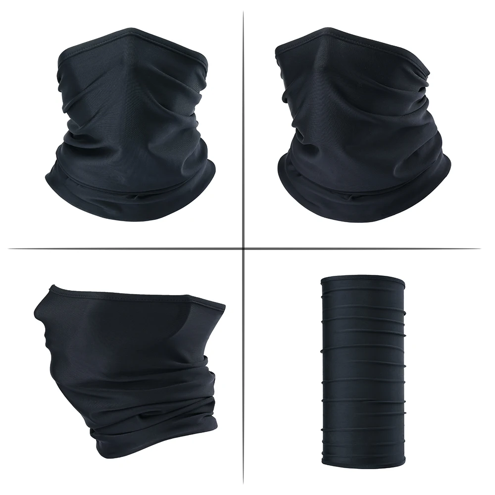 Черные дышащие гетры для шеи, трубчатые шарфы, снуд, повязка на голову, повязка на голову, лицевая маска, шарф, бандана для женщин и мужчин