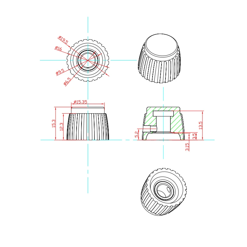 10PCS 6.35MM Guitar Aluminum Mini Marshall Style Guitar Pedal Plastic Knobs With Set Screw MSL-G/S