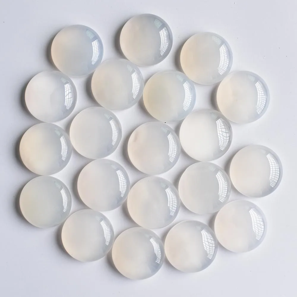 

2020 fashion top quality Natural white onyx round cabochon 20mm stone beads 20pcs/lot Wholesale free shipping