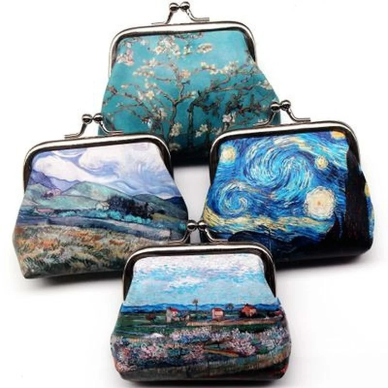 Monedero Retro con impresión creativa para mujer, monedero pequeño con hebilla para estudiante, golosinas de bolsa para boda, regalo