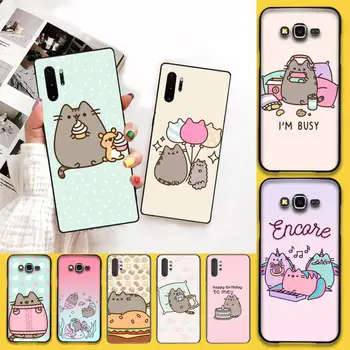 

PENGHUWAN Pusheen cat Black Soft Shell Phone Case Capa For Samsung Galaxy J7 J8 J6 Plus 2018 Prime Note 7 8 9 10 pro