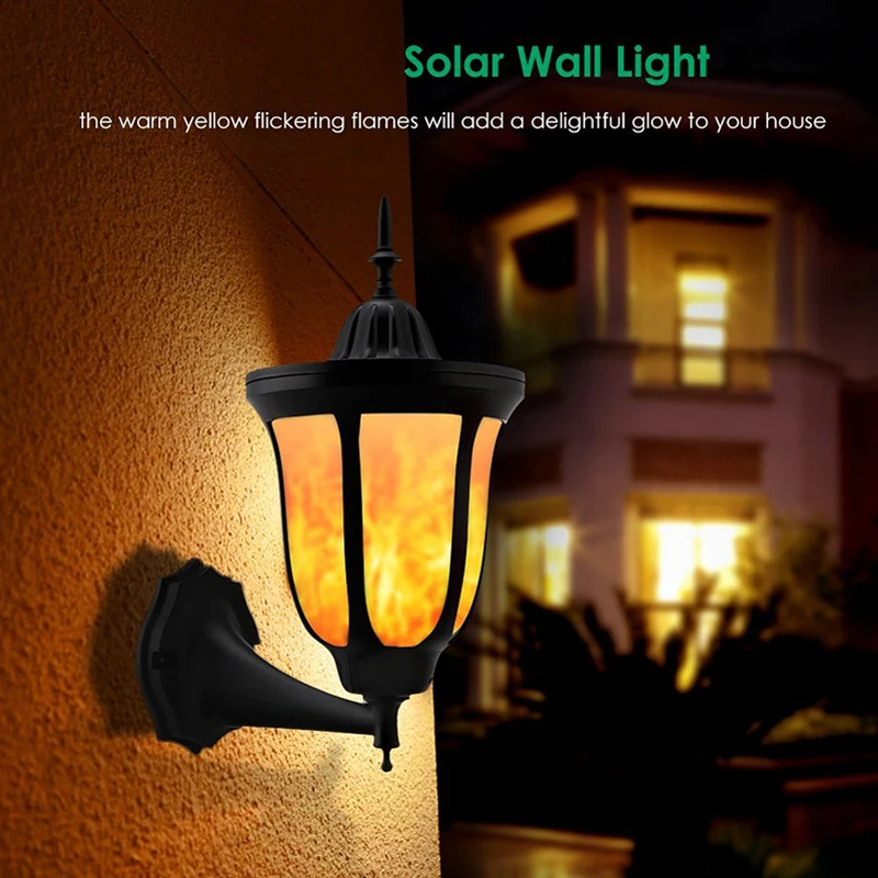 

96 LED Dancing Flame Solar Light Outdoor Waterproof Wall Lighting Lamp For Garden Yard Villa Light Sensor Newest Design