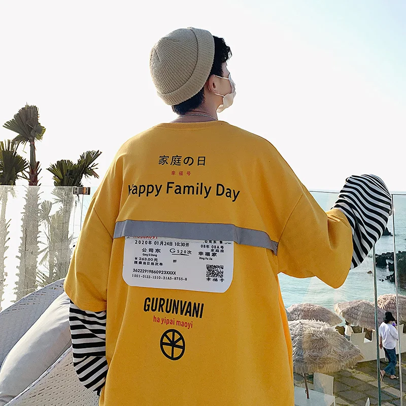 

2019 Autumn New Korean Men's Street Long-sleeved Round Neck Solid Color Cartoon Loose Large Size Casual Harajuku T-shirt