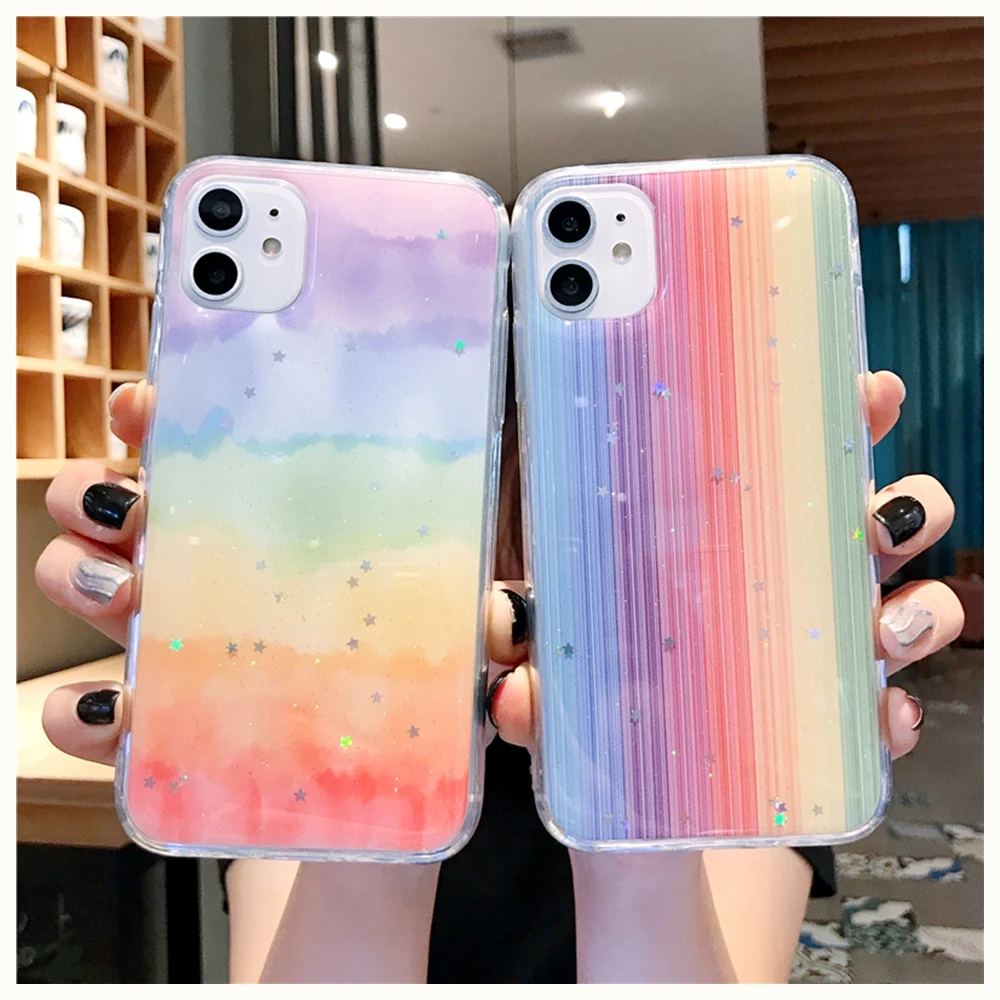 GIMFUN Luxury Gradient Rainbow Phone Case for iPhone 11 Pro XR XS Max