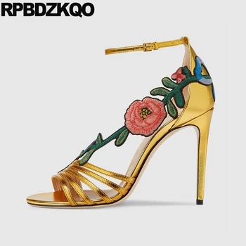 

catwalk high heels ankle strap women gold plus size fetish stripper 12cm 5 inch pumps thin shoes gladiator 12 44 open toe flower