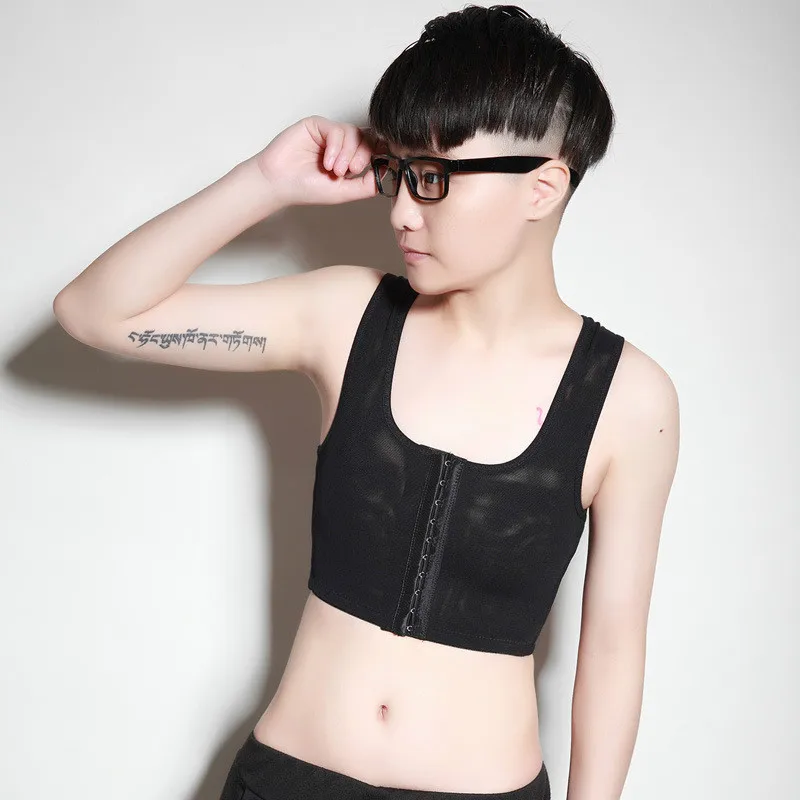 Ruoru Tomboy Chest Binder Les Lesbian Casual Breathable Binder Trans Tank Top Vest Tomboy Bra Plus Size Buckle Short breast binder