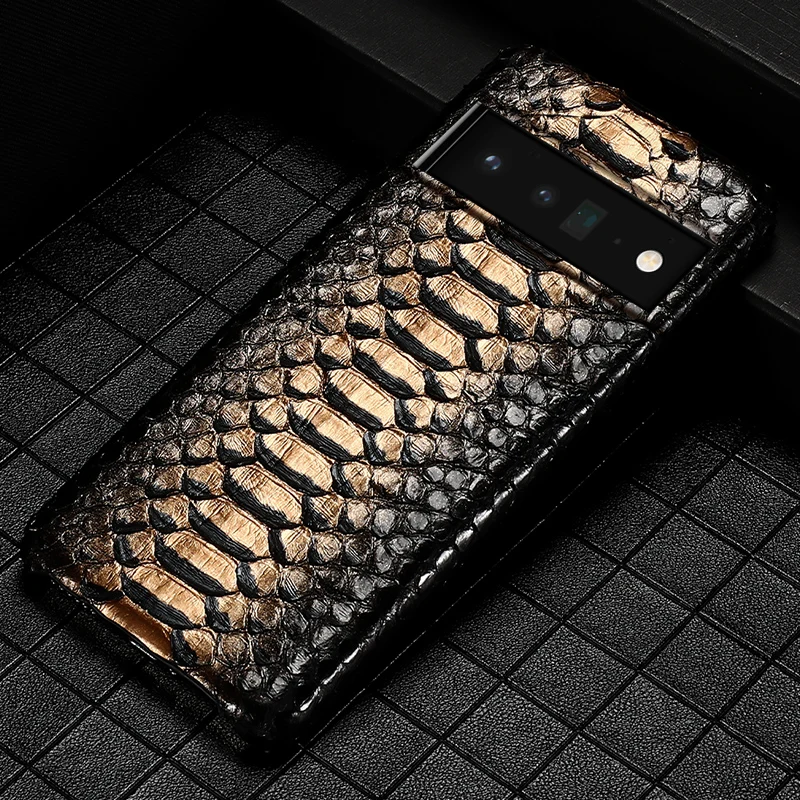 LANGSIDI Genuine leather Python Phone Case for Google pixel 8 7 pro 6A 5A 4A 5g Luxury Natural Leather Cover For Pixel 7A 6 pro