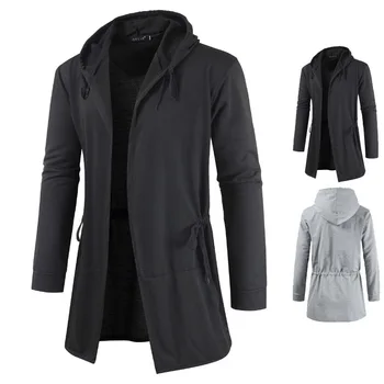 

Fashion Casual Men's Mid-length Hooded Sweatshirt Cardigan Coat