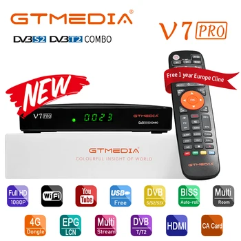 

GTMEDIA V7 Pro Satellite TV Receiver DVB-S2/T2 TV decoder CA Card with Europe Cline 5 lines Italy spain PK Freesat V7 plus TVBox