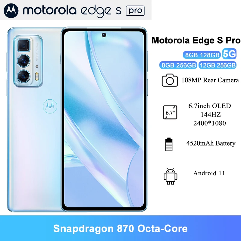 Смартфон Motorola Moto Edge S Pro 20 NFC 6 7 дюйма FHD + Snapdragon 870 8 ядер МП тройная камера с