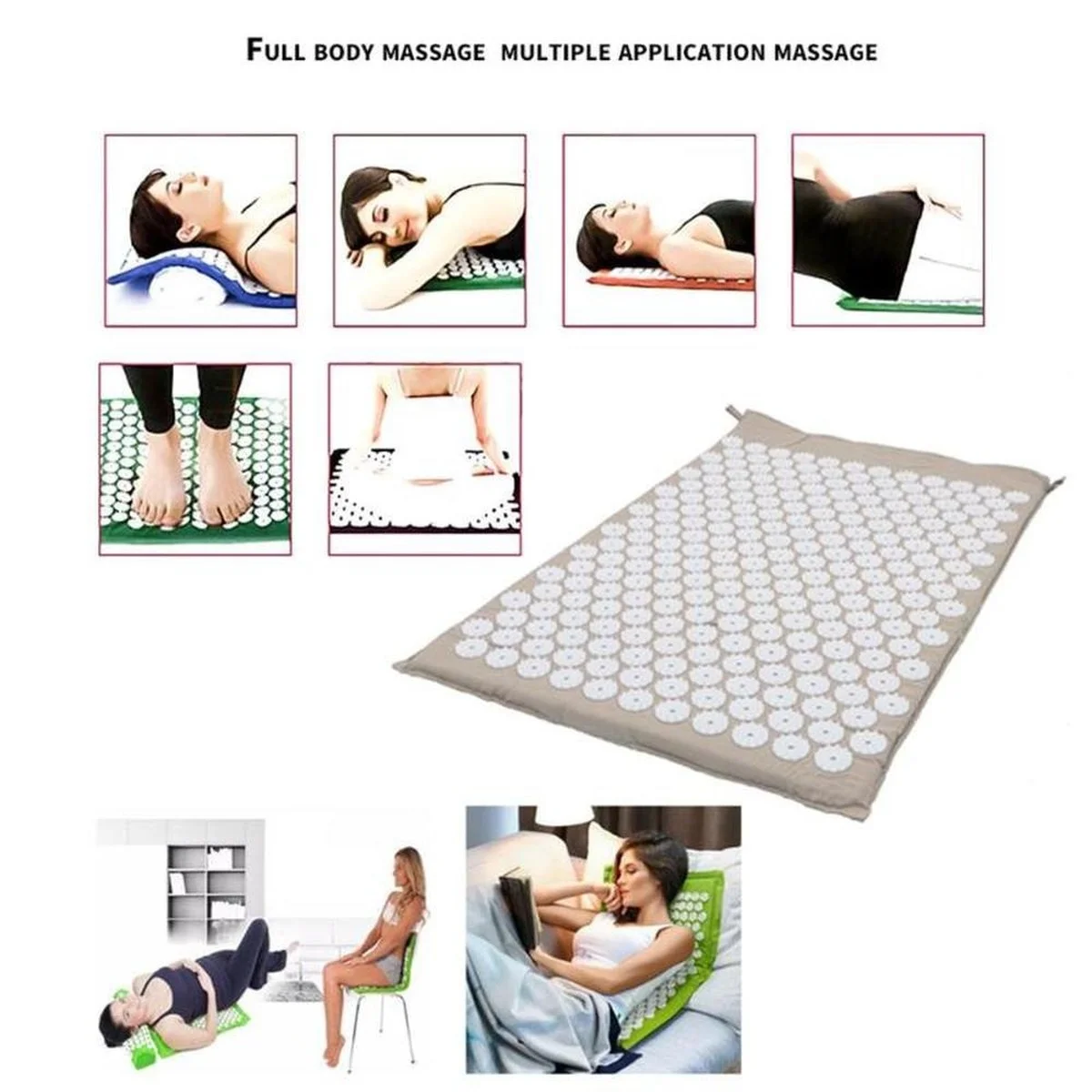 Acupressure Mat with Pillow Fitness Cushion Yoga Mat Relieve Stress Back Body Pain Spike for Home Pad Mattress Massage Set