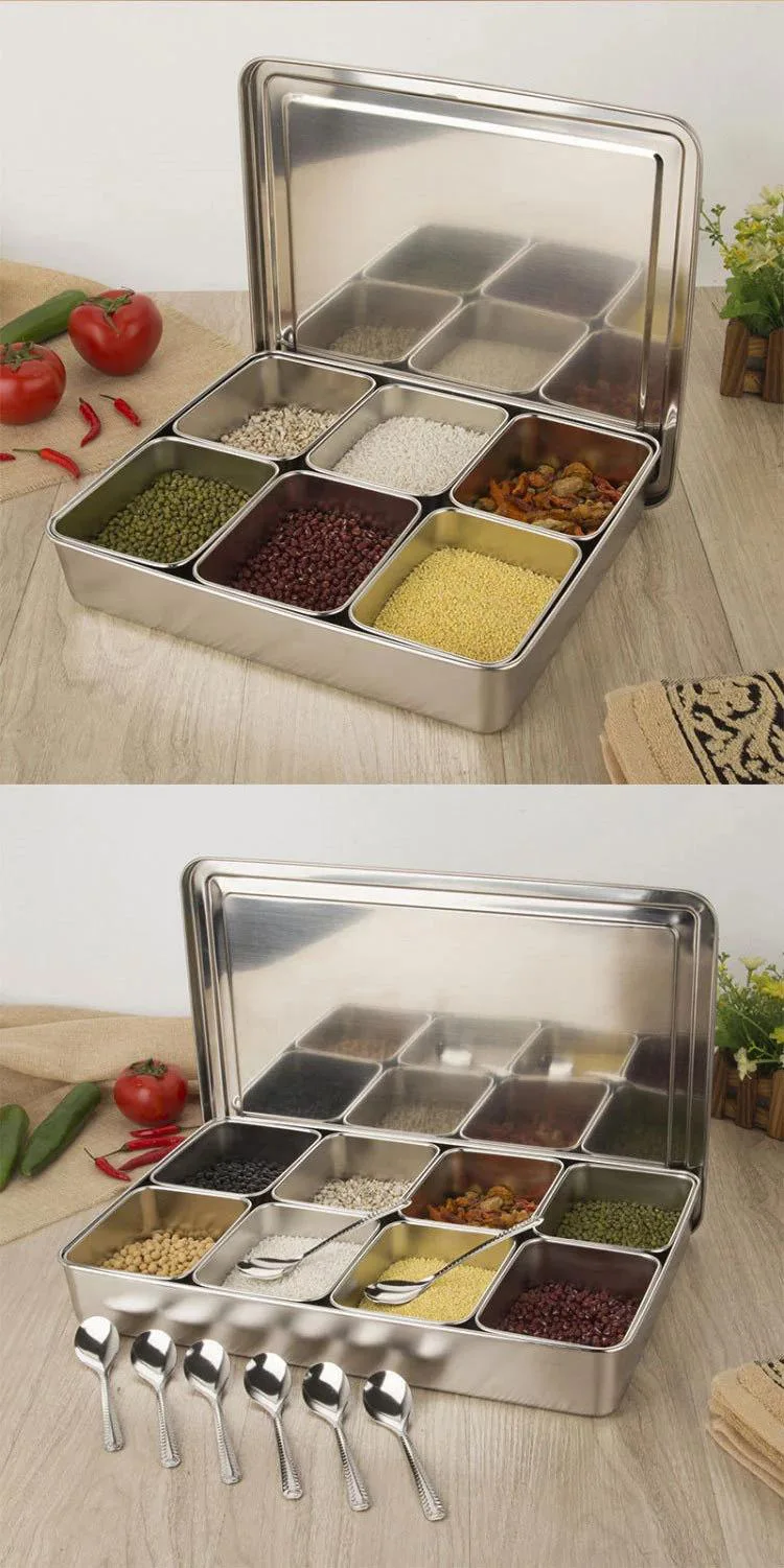 Manufacturers Direct Selling Extra-Thick Stainless Steel Japanese Style Deepened Seasoning Box Set Spice Rack Retention Samples