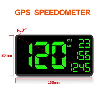 

C109 Car 6.2 Inch Head-Up Display Driving Speed Digital GPS Vehicle Car Speed Warn Satellite Speedometer