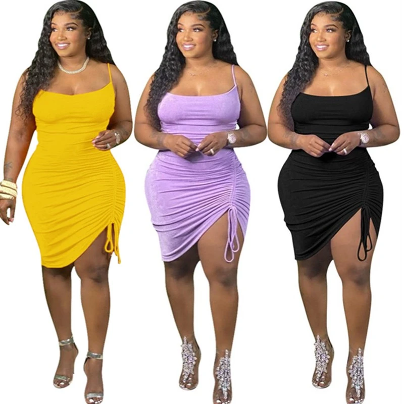 Plus Size Clothing Dress Women Wholesale Elegant Party Outfits Bandage Draped Tank Maxi Dresses for Women Summer  Dropshipping evening dresses