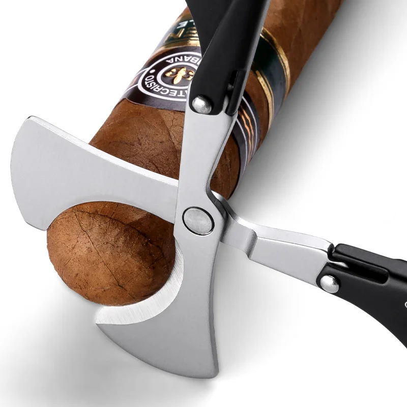  Portable New Arrival Folding Multi-function Cigar Cutter Suitable for All Sizes Cigar Scissors CLE-