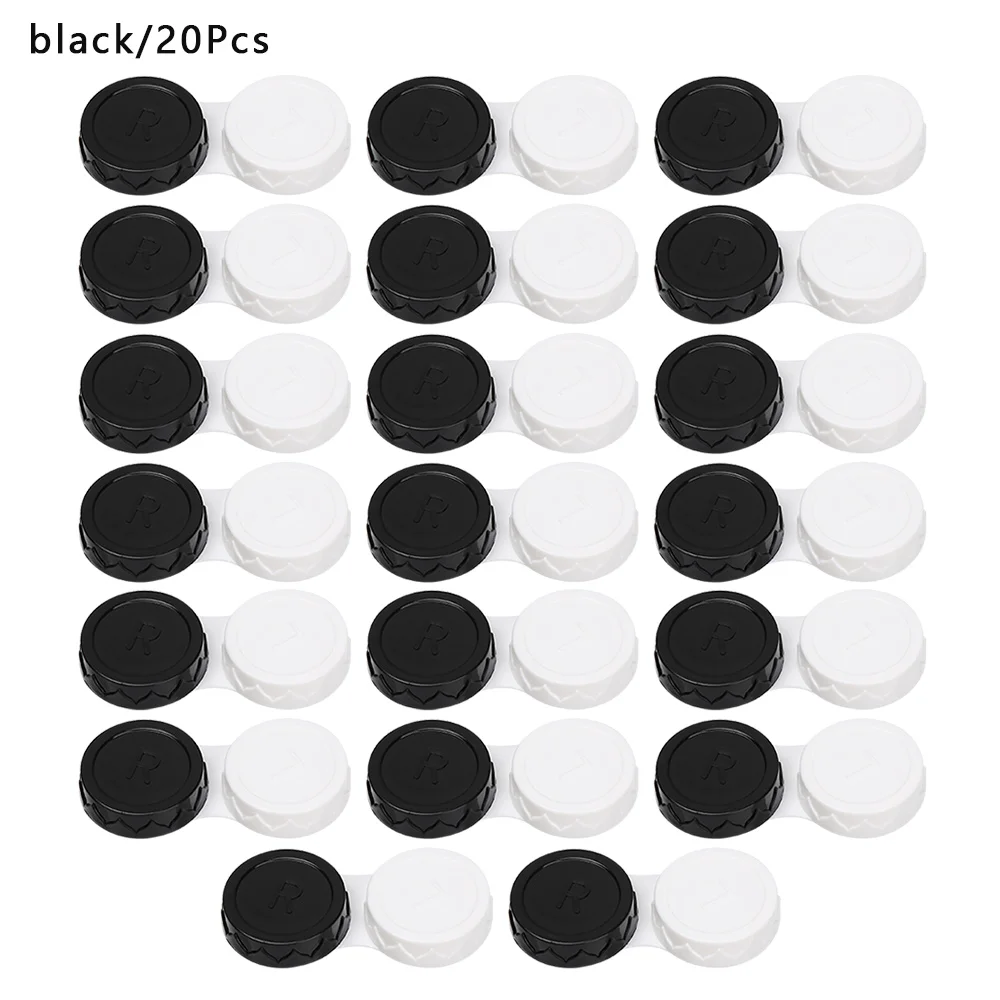 black 20 шт. очки косметические контактные линзы коробка контактные линзы чехол для глаз Путешествия набор держателя контейнер дорожные аксессуары - Цвет: black