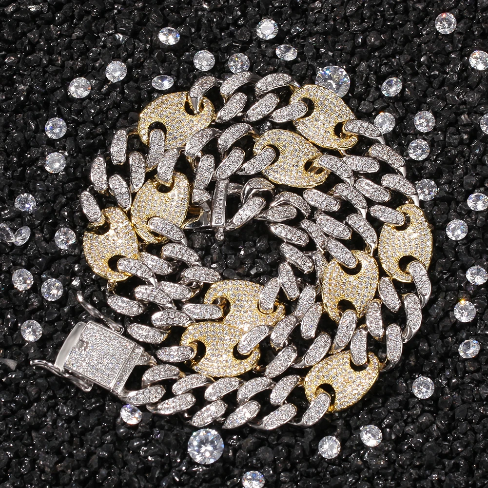 Шикарный панцирный кубинский браслет с разноцветными высшего качества в стиле хип-хоп, роскошное ожерелье, полностью покрытое льдом CZ ювелирное изделие для мужчин и женщин Dro