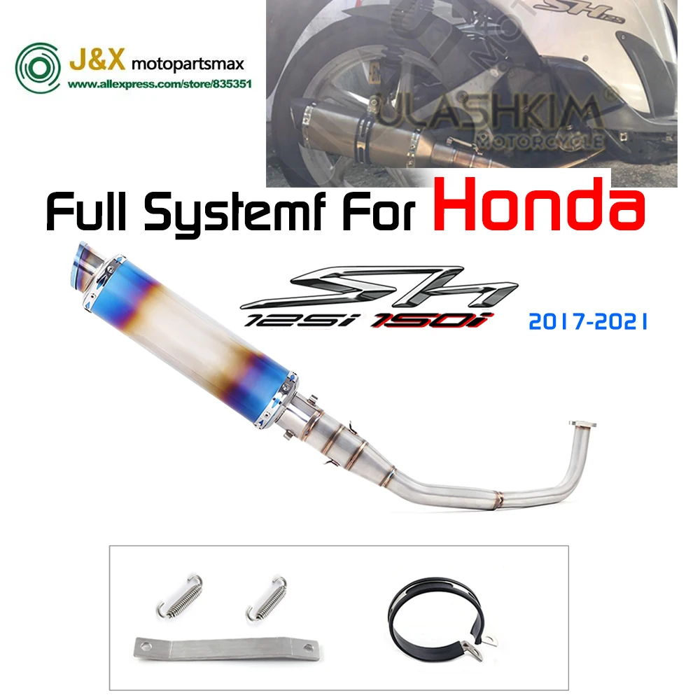 Sh125 motocicleta sistema completo de escape modificado frente meio link silenciador tubo para