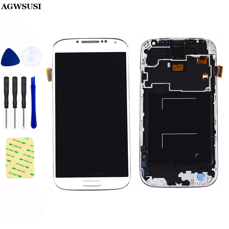 Для samsung Galaxy S4 gt-i9500 i9505 i337 сенсорный экран дигитайзер стекло сенсор+ ЖК-дисплей панель монитор в сборе+ рамка