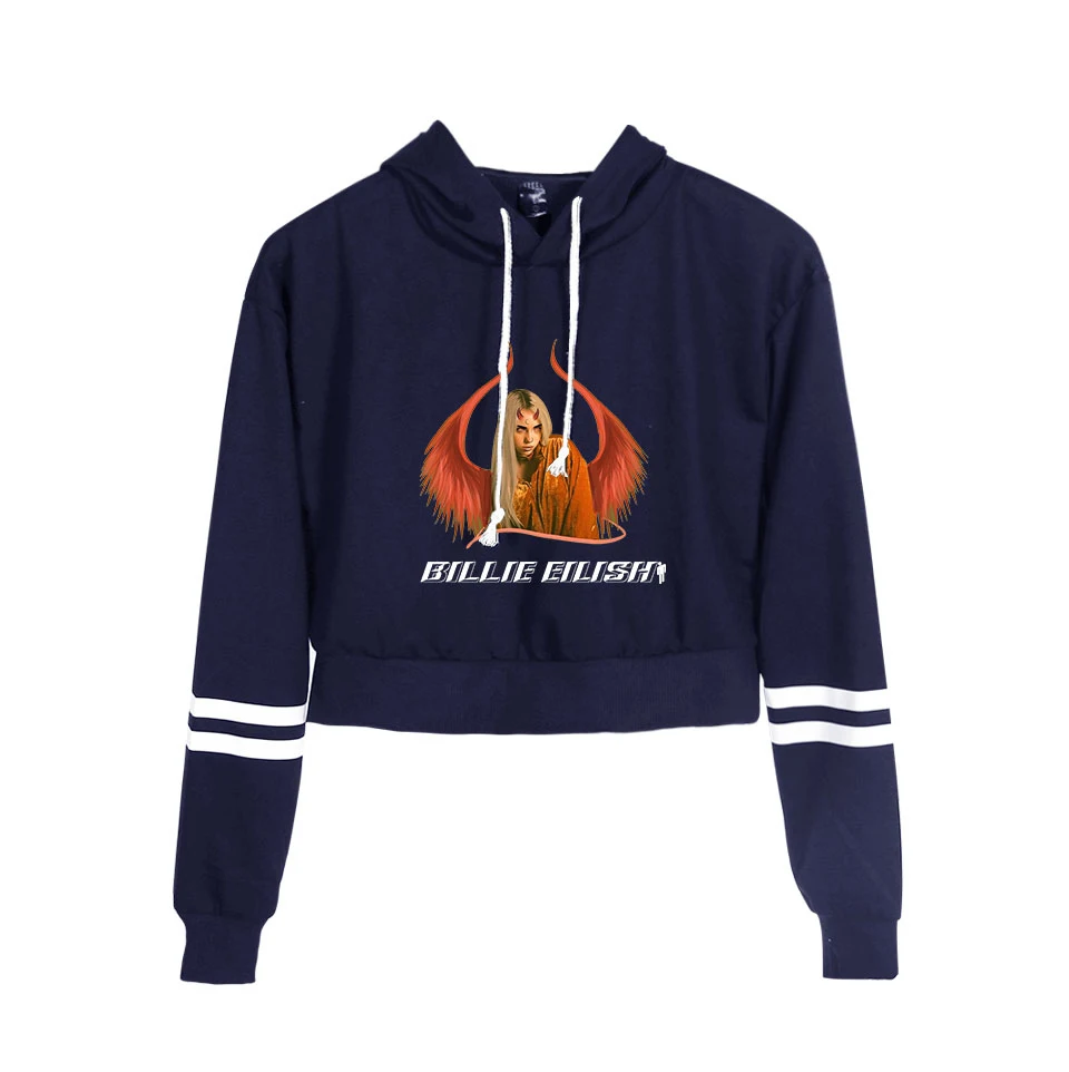 Новейший кроп-топ Billie Eilish, толстовки для женщин и девочек, модные хлопковые осенние женские толстовки с капюшоном и оранжевый свитер