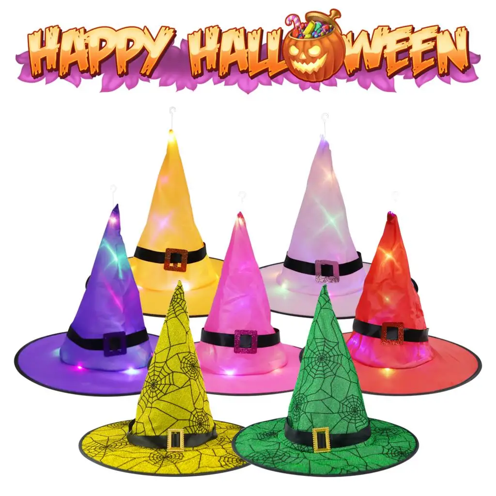 

Halloween Led Hat Ghost Festival Witch Hat Festive Home Party Decoration Props Cosplay Tiara Accessory Hanging Decor Supplies