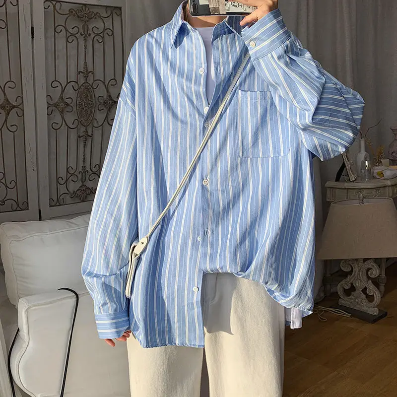 

Autumn Striped Shirt Men's Fashion Business Casual Shirt Men Streetwear Wild Loose Korean Long-sleeved Shirts Mens M-2XL