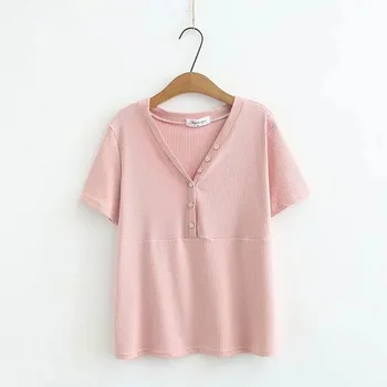 

Short Sleeved Slim Solid Color Womens Gray Simple Tee T-Shirt For Female Tshirt Black color