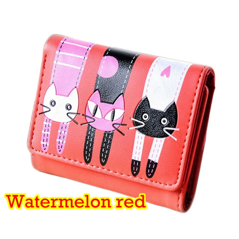 Новинка Walleta женский Дамский кошелек с кошкой для девушек короткий кошелек с держателем для карт принт с милой кошкой - Цвет: Розовый