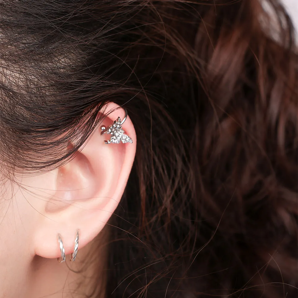 2020 Fashion Mini Minimalist Butterfly Fairy Shiny Exquisite Unique Ear Bone Stud Earrings for Women Jewelry Gifts