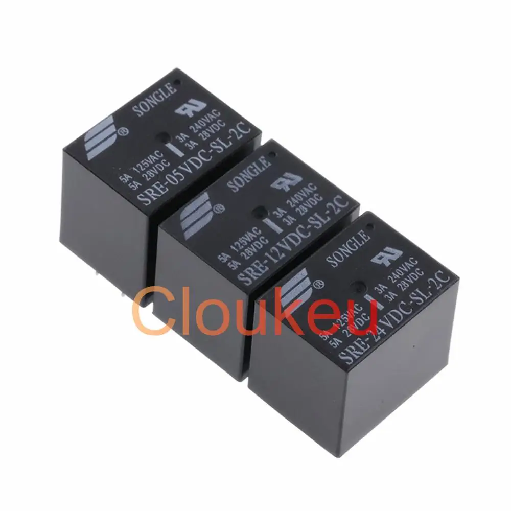 Relay SRE-05VDC 12VDC 24VDC-SL-2C 3A 8pin afbeelding