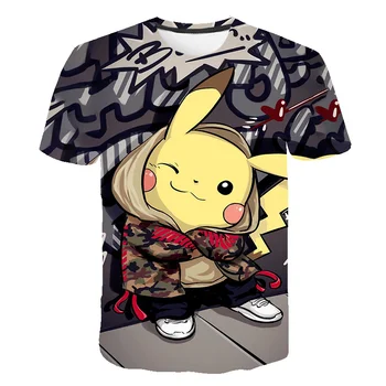 

2020 Kids T-Shirts 3D PIKACHU POKEMON-pika T Shirt O-Neck Short Funny Mens Shirts T Shirts Pokemon summer Tops Tees 4T-14T