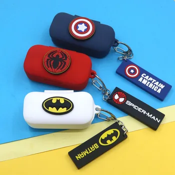

Cartoon Batman Spiderman Iroman Silicone Case for QCY T5 Wireless Bluetooth Headset Portable Protective Cover with Keyring