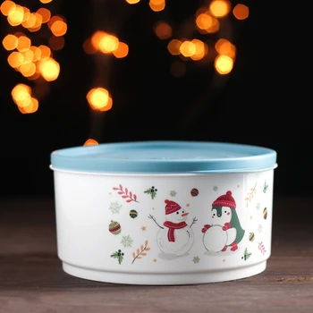 

Round container 1.6 l Christmas, cornflower blue