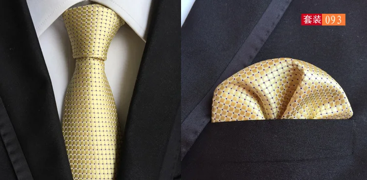 Модный цветочный галстук "пейсли" для мужчин 8 см шелковый Набор платков и галстуков для свадьбы Одноцветный галстук носовой платок наборы - Цвет: 093