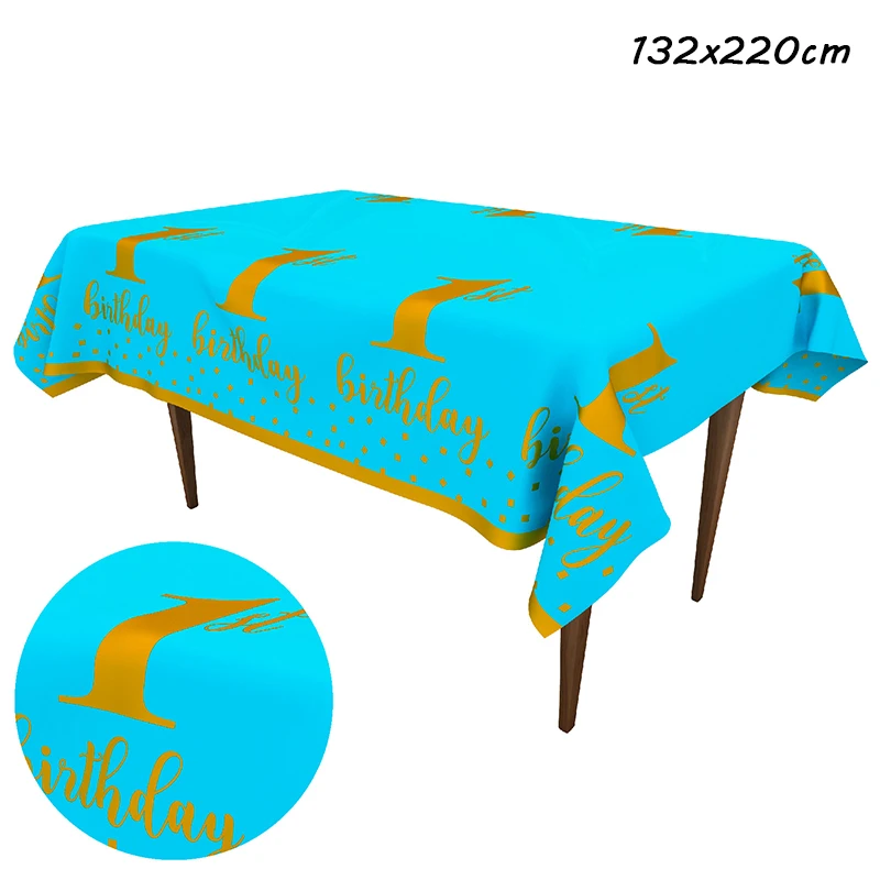Table Cloth 1pcs Joriwoo Свадебные одноразовые вечерние столовые приборы бумажные соломинки тарелки чашки с днем рождения украшения для взрослых ребенок душ мальчик девочка - Цвет: Table Cloth 1pcs