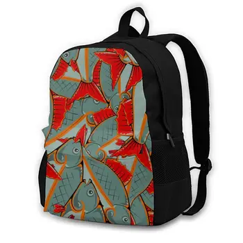 

Laptop Backpack Women Canvas Backpack School Teenagers Casual Travel Fresh Fishes With Red Fins And Tails Bags