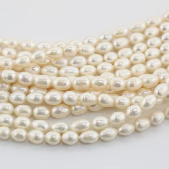 

Genuine Natural Freshwater 10x12mm rice pearl strands loose beads women lady jewelry DIY