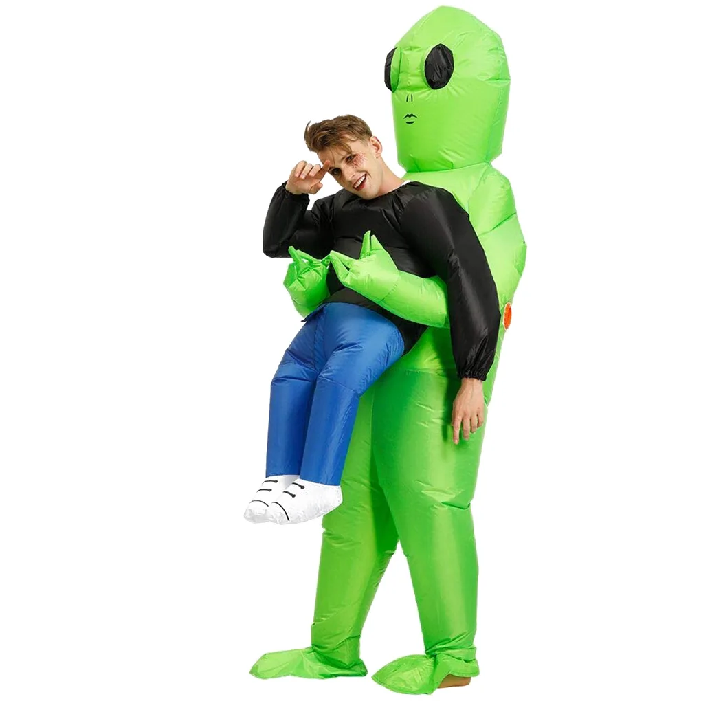 Костюм для Хэллоуина для женщин и мужчин, надувной зеленый костюм для косплея инопланетянина, Забавный костюм для вечеринки, нарядное платье для взрослых детей
