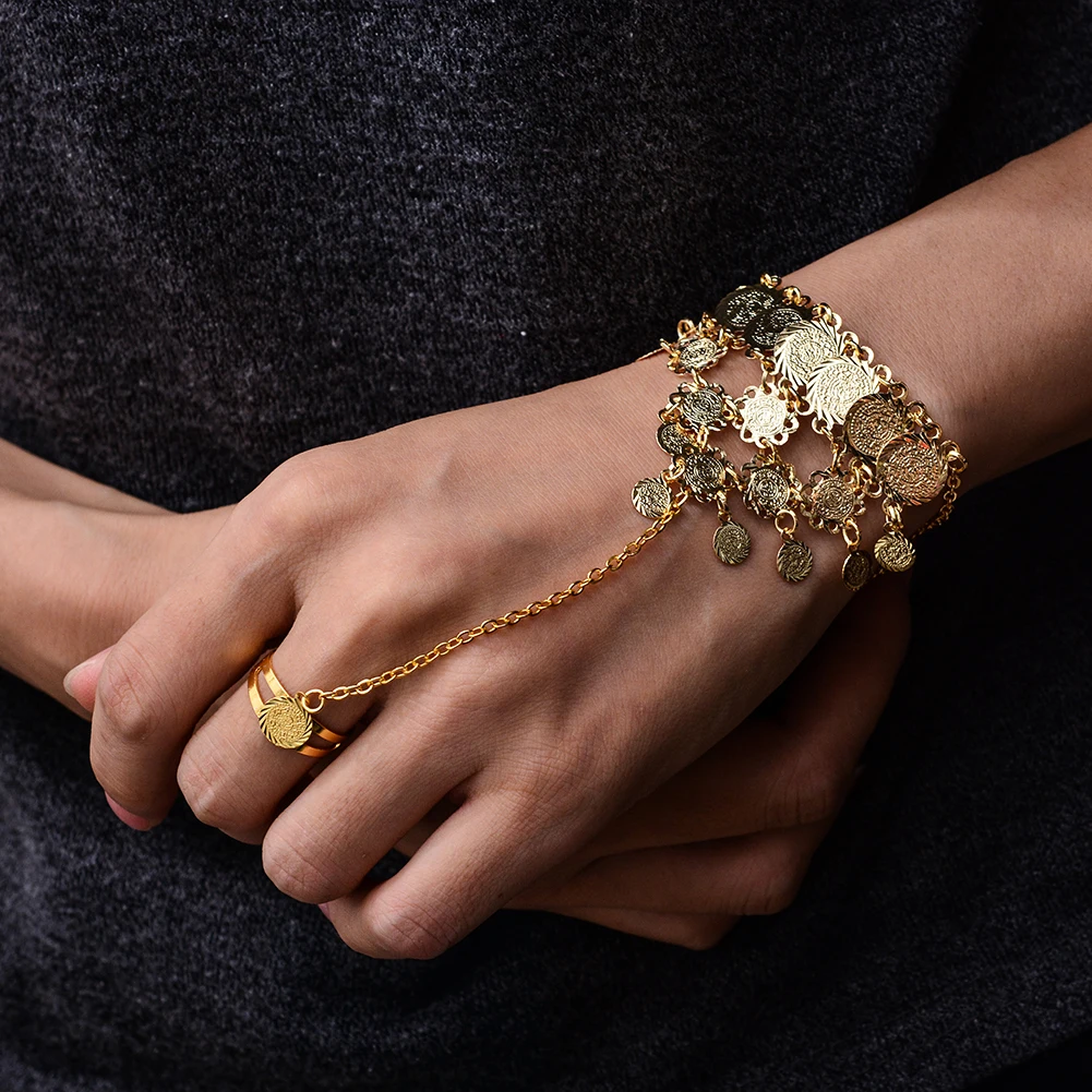 

Wando coin jewelry gold Coin Bracelet Bangles in chain link Rins For Women Dress Bracelet Hot Sale Arab Middle East Bracelet