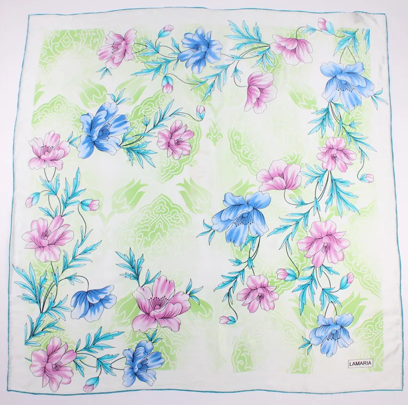 Pure Silk Satin 19mm Square Big Scarf Shawl Wrap Kerchief 34.5" WJ218